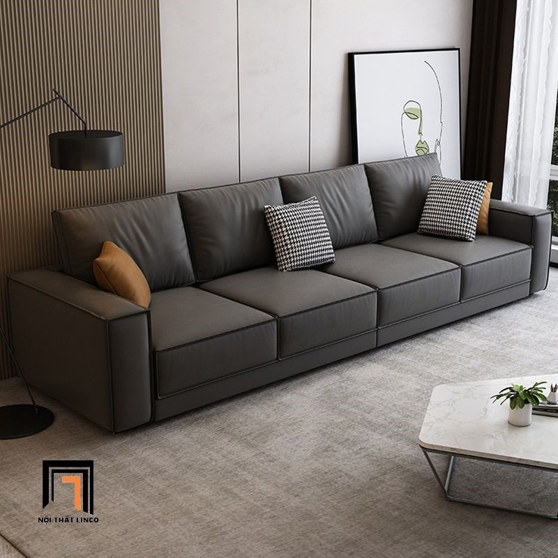 Ghế sofa băng dài 2m3 3 nệm ngồi BT250 da công nghiệp đen