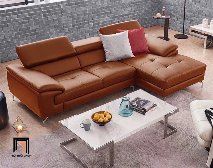 Bộ ghế sofa góc L cao cấp GT244 Trivoli 2m5 x 1m6 da giả nâu