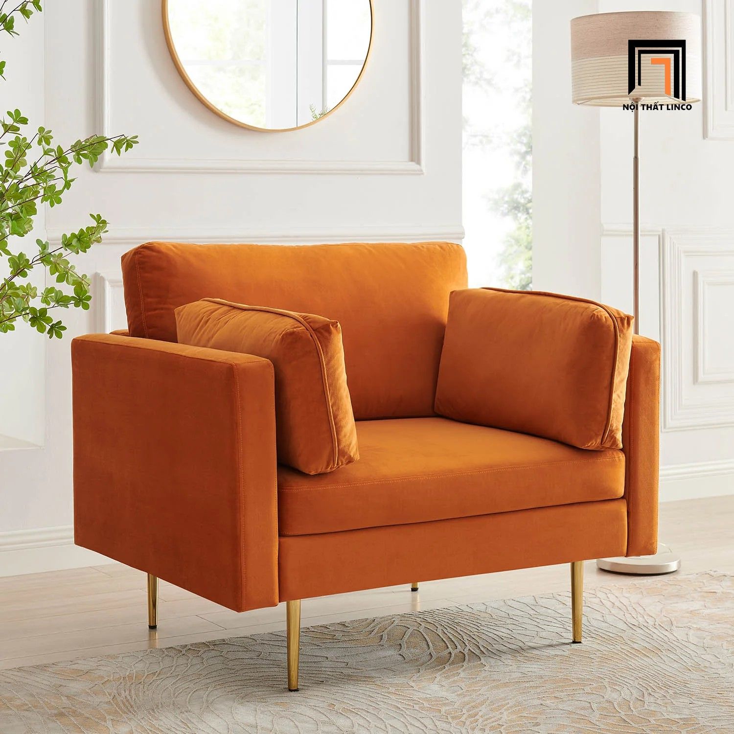 Ghế sofa đơn nhỏ gọn DT82 Pelham xanh lá cho góc phòng