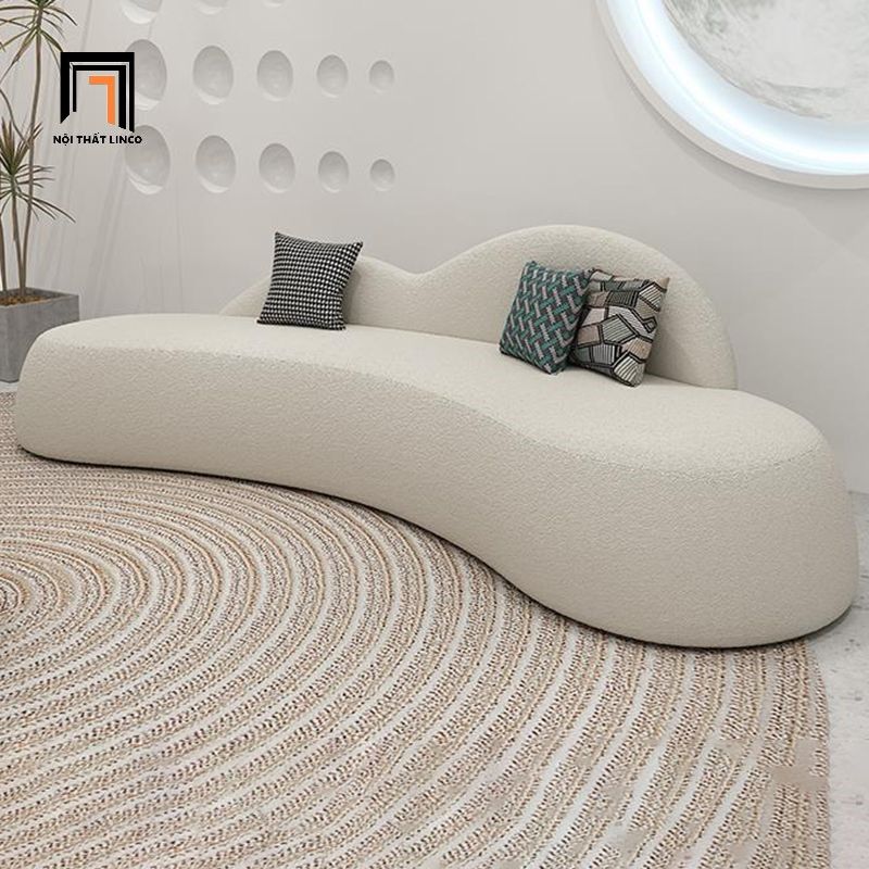 Bộ ghế sofa cong xinh xắn KT106 Gondrin vải lông cừu xinh