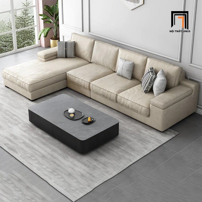 Bộ ghế sofa góc L cao cấp GT159 Kansas 3m x 1m6 da giả