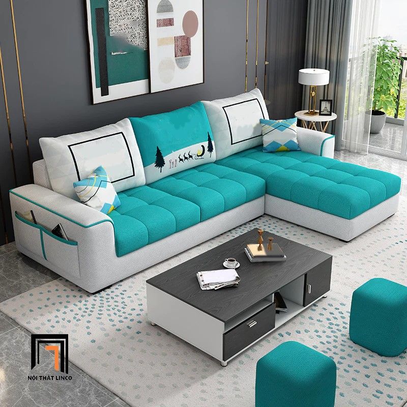 Ghế sofa góc L giá rẻ 2m2 x 1m6 GT192 Roa phòng khách nhỏ