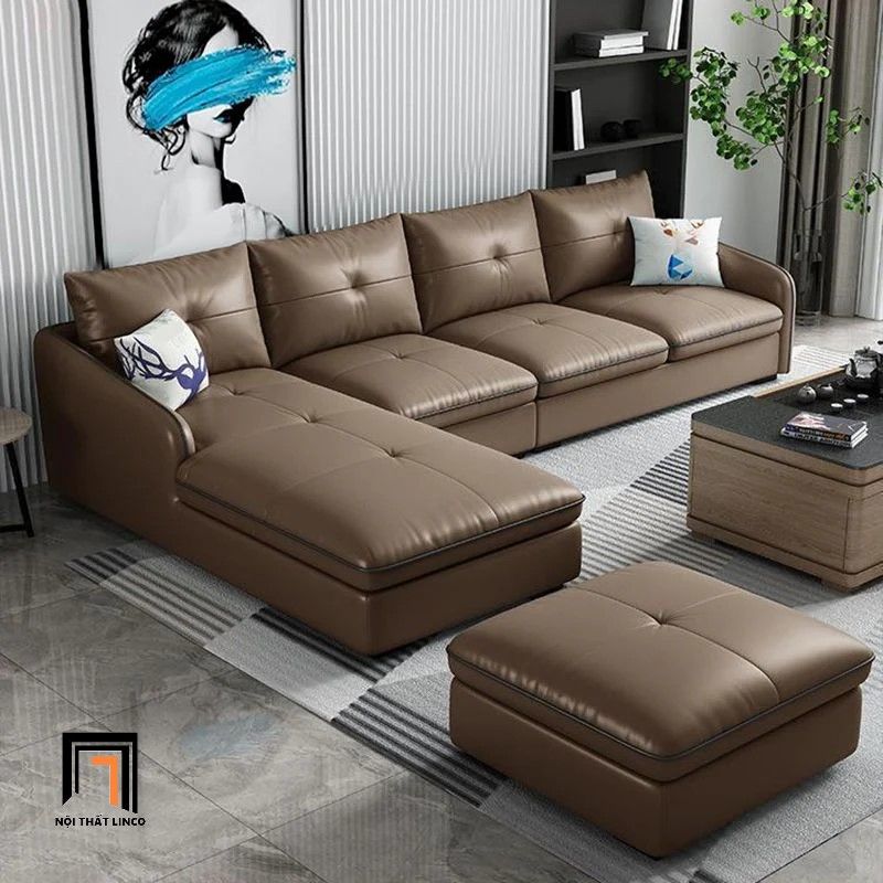 Bộ ghế sofa góc L da giả màu nâu GT229 Croxdale 2m5 x 1m7
