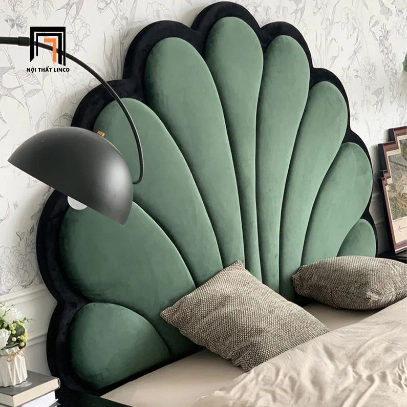Giường ngủ tân cổ điển sang trọng GN51 Jeriel vải nỉ nhung