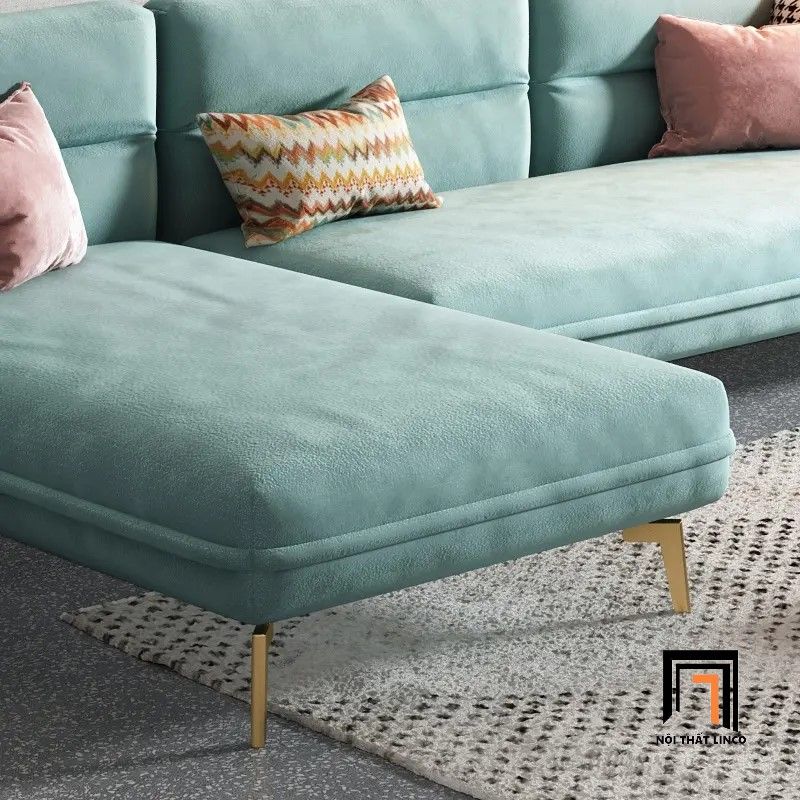 Bộ ghế sofa góc L 2m4 x 1m6 GT55 Velor xám tro vải nhung