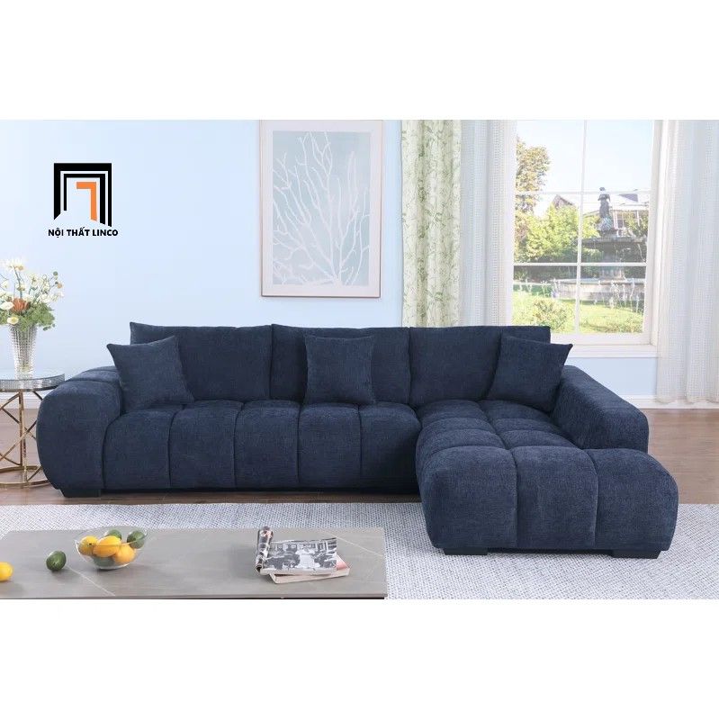 Ghế sofa góc L vải nỉ xám đen GT252 Marigail 2m4 x 1m6 giá rẻ