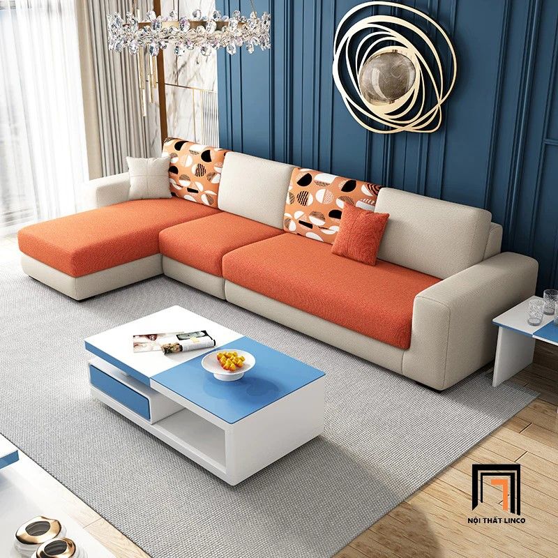 Bộ ghế sofa góc vải nỉ 3m x 1m6 phòng khách gia đình cao cấp