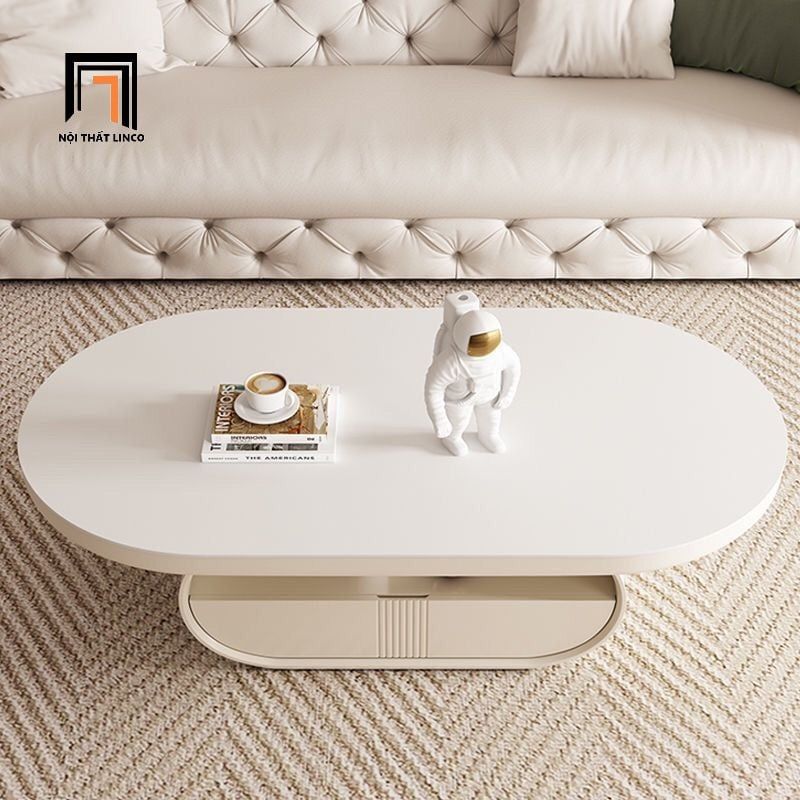 Bàn sofa phòng khách oval mặt đá 1m1 BSF91 Juntura kiểu cong