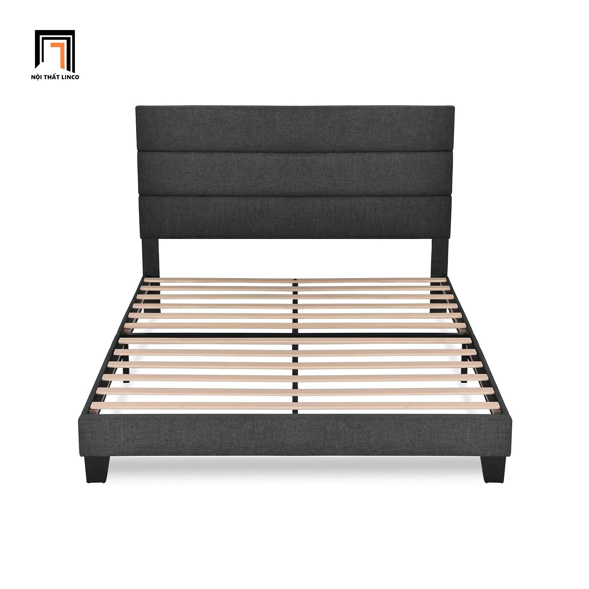Giường ngủ giá rẻ GN14 Allewie vải nỉ 1m6 x 2m màu xám đen