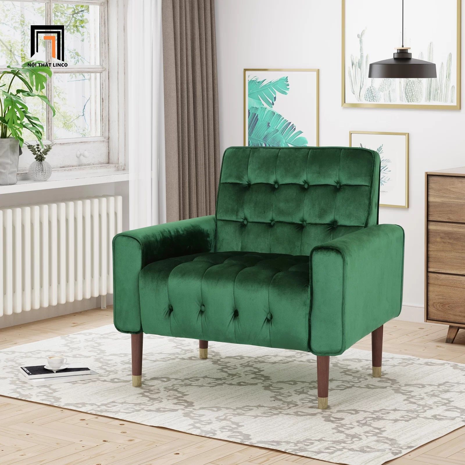 Ghế sofa đơn 1 người ngồi cho shop tiệm DT41 Wyton vải nhung