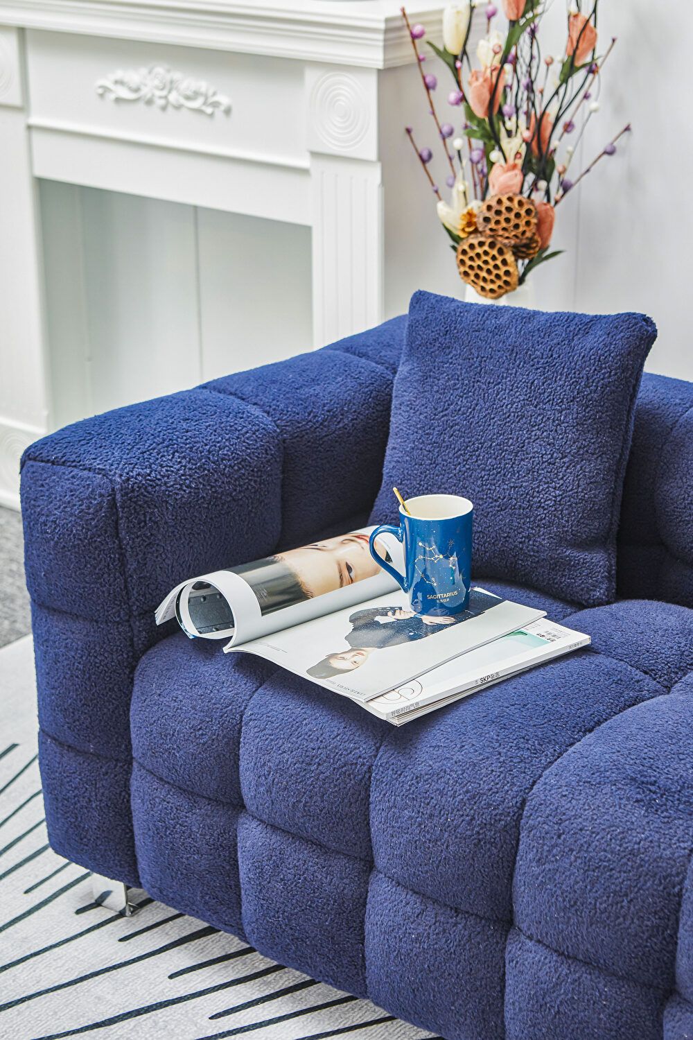Ghế sofa băng dài 2m vải lông cừu BT103 Toum cho shop tiệm