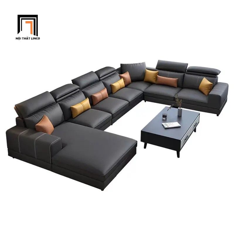 Bộ ghế sofa chữ U UT11 Zion dài 3m95 da giả Pu sang trọng