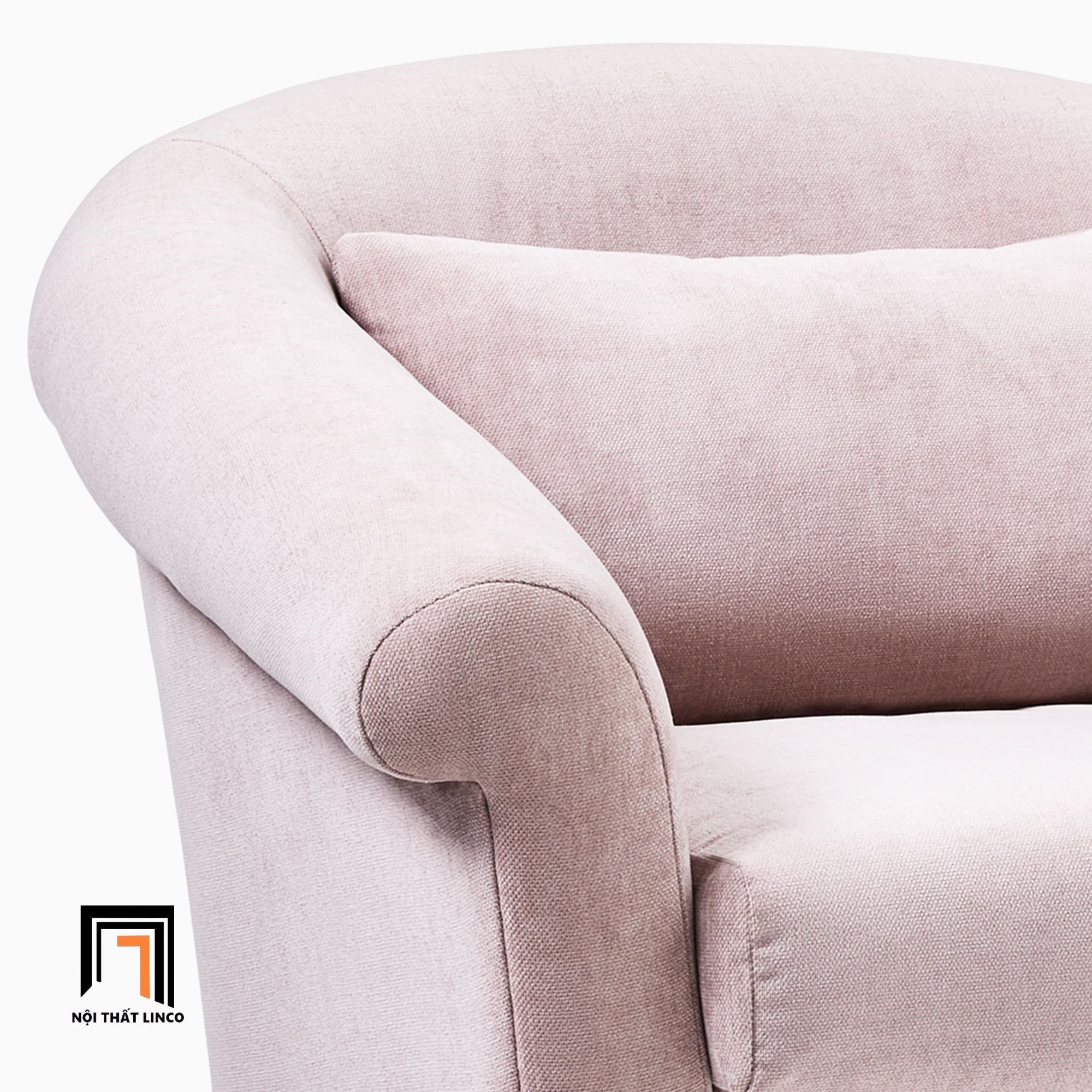 Ghế sofa đơn xinh xắn DT22 Parlo vải nỉ màu hồng phấn