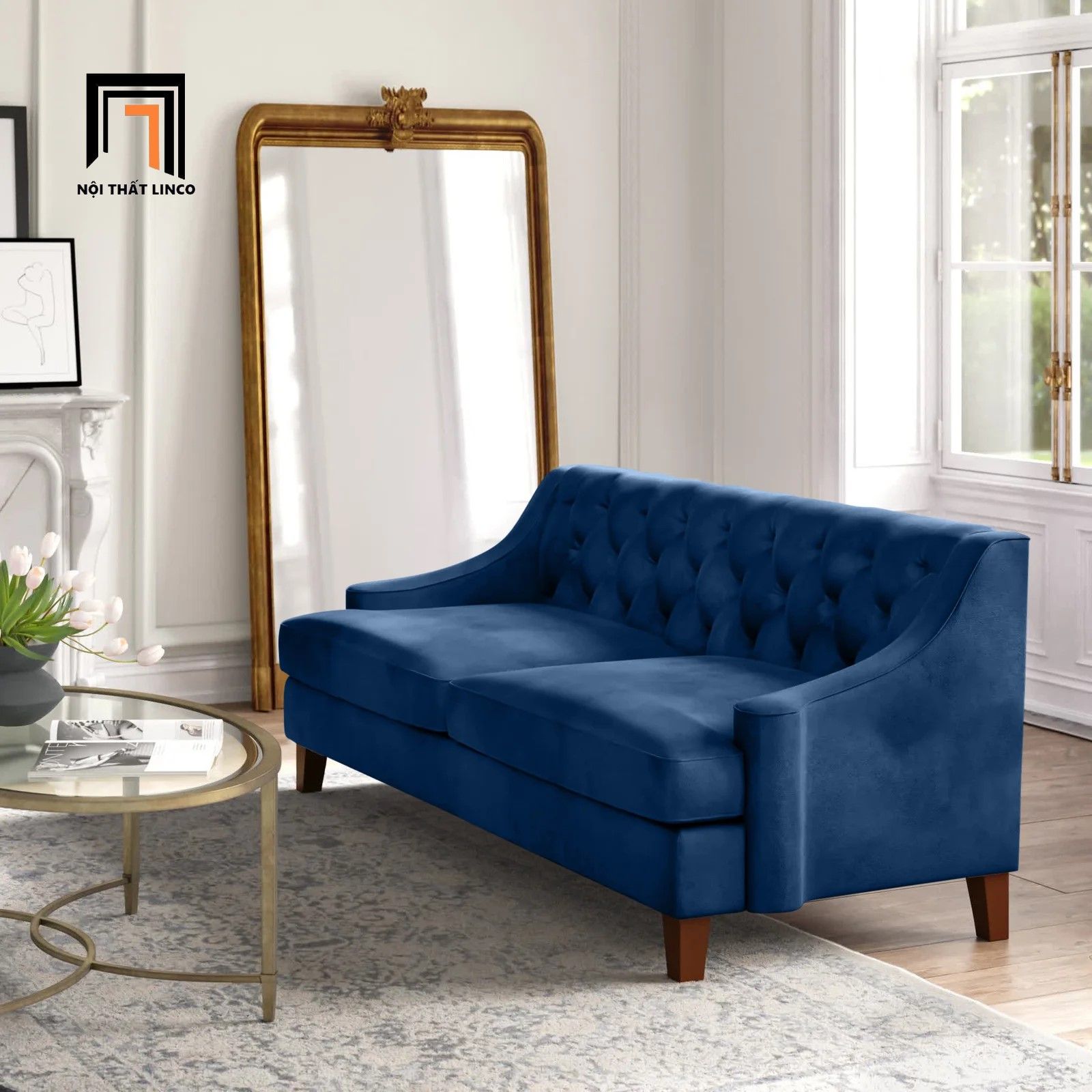 Ghế sofa băng đính nút BT51 Briley 2m phong cách tân cổ điển