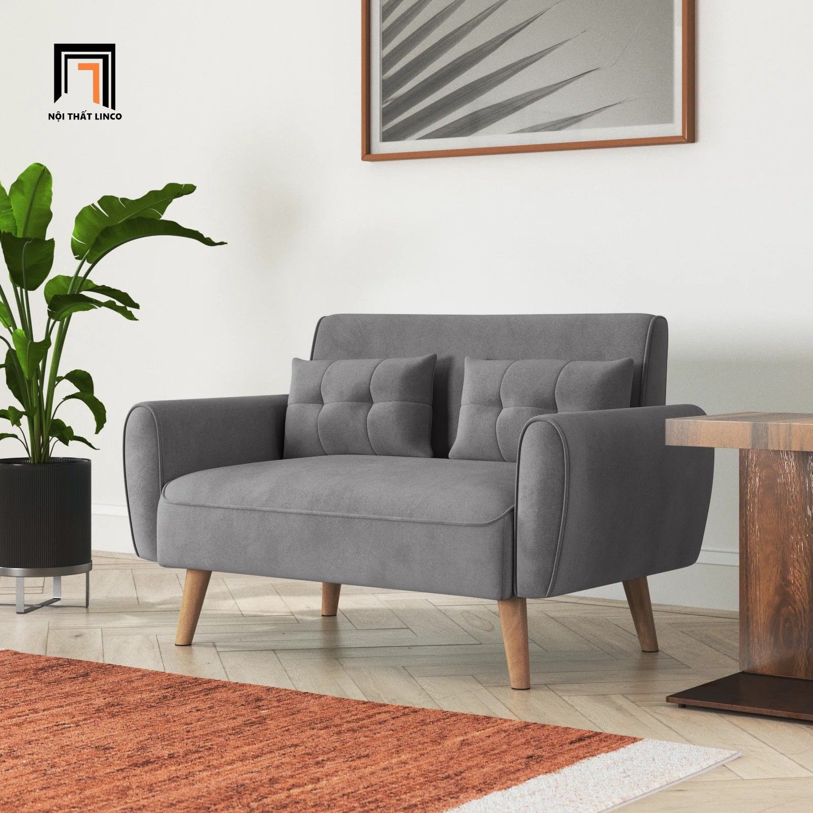 Ghế sofa văng mini cho phòng nhỏ BT222 Arlander 1m2 màu nâu