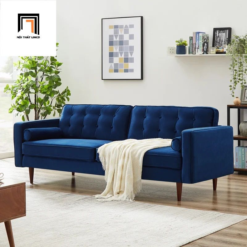 Sofa băng hiện đại BT2 dài 1m9 đính nút chân gỗ cao su