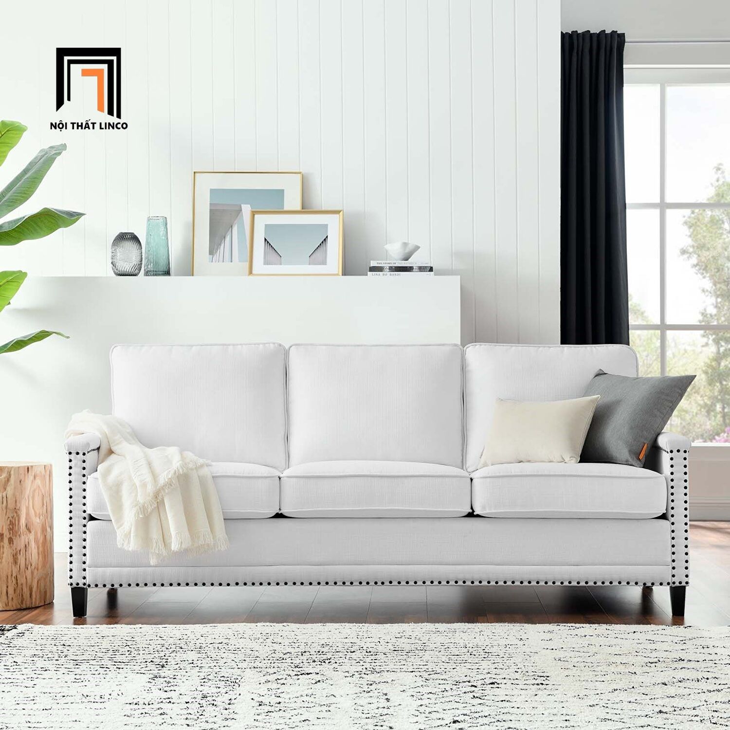 Ghế sofa văng nỉ 3 nệm ngồi BT107 Ashton 2m màu xanh lá