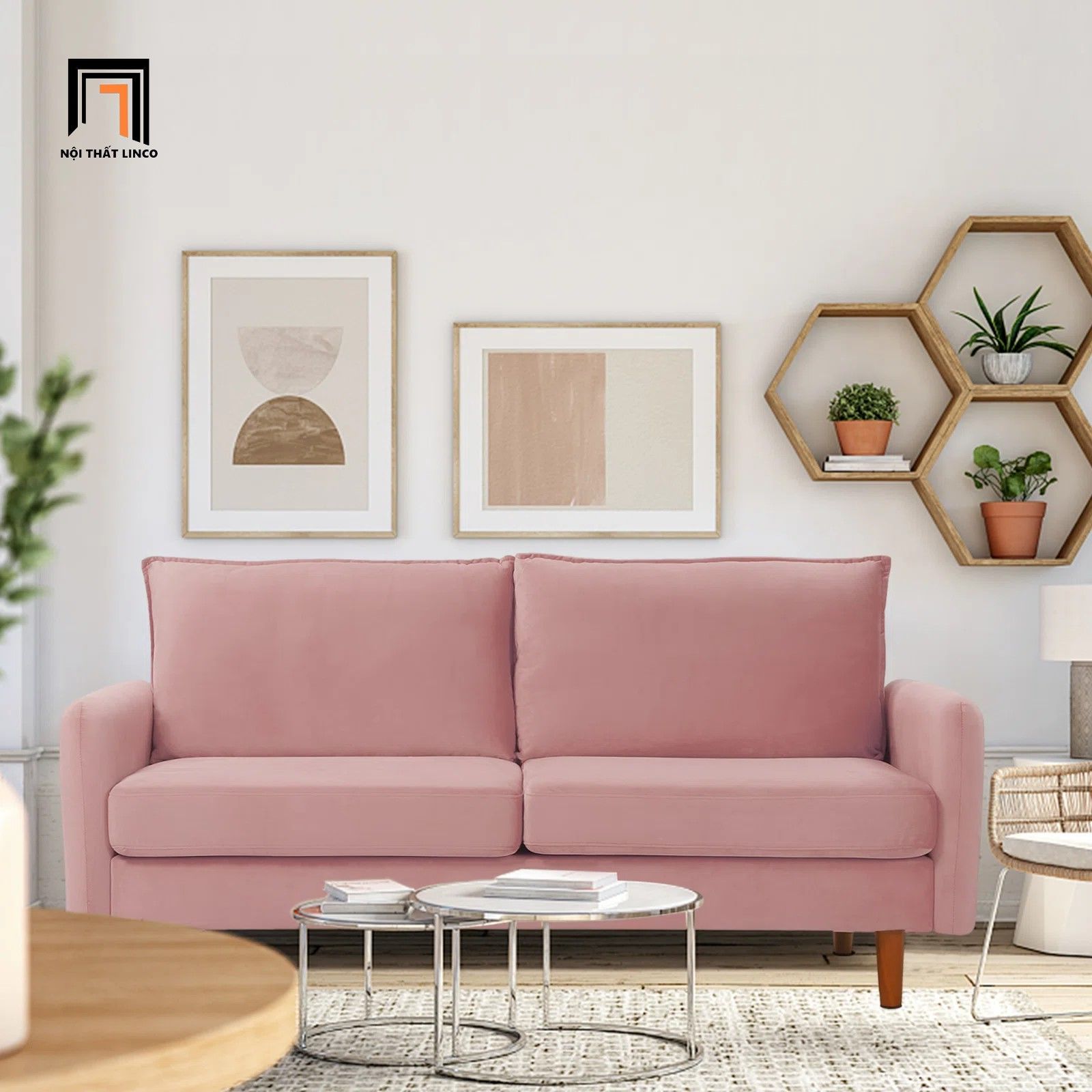 Ghế sofa băng đôi nhỏ gọn dài 1m8 BT219 Lambo màu vàng chanh