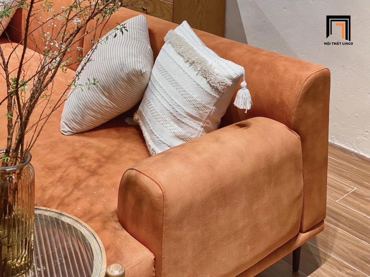 Ghế sofa văng nỉ dài 2m2 BT79 Colaxing màu trắng kem