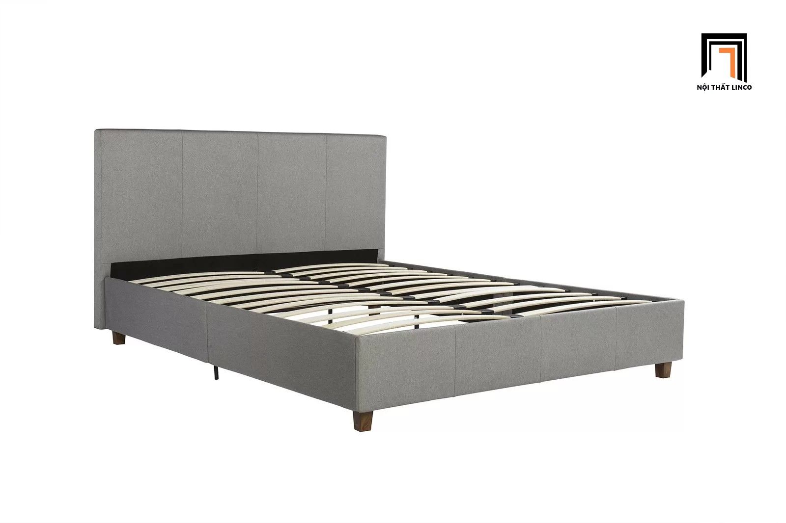 Giường ngủ 1m6 x 2m giá rẻ GN6 Hudspeth vải bố màu xám