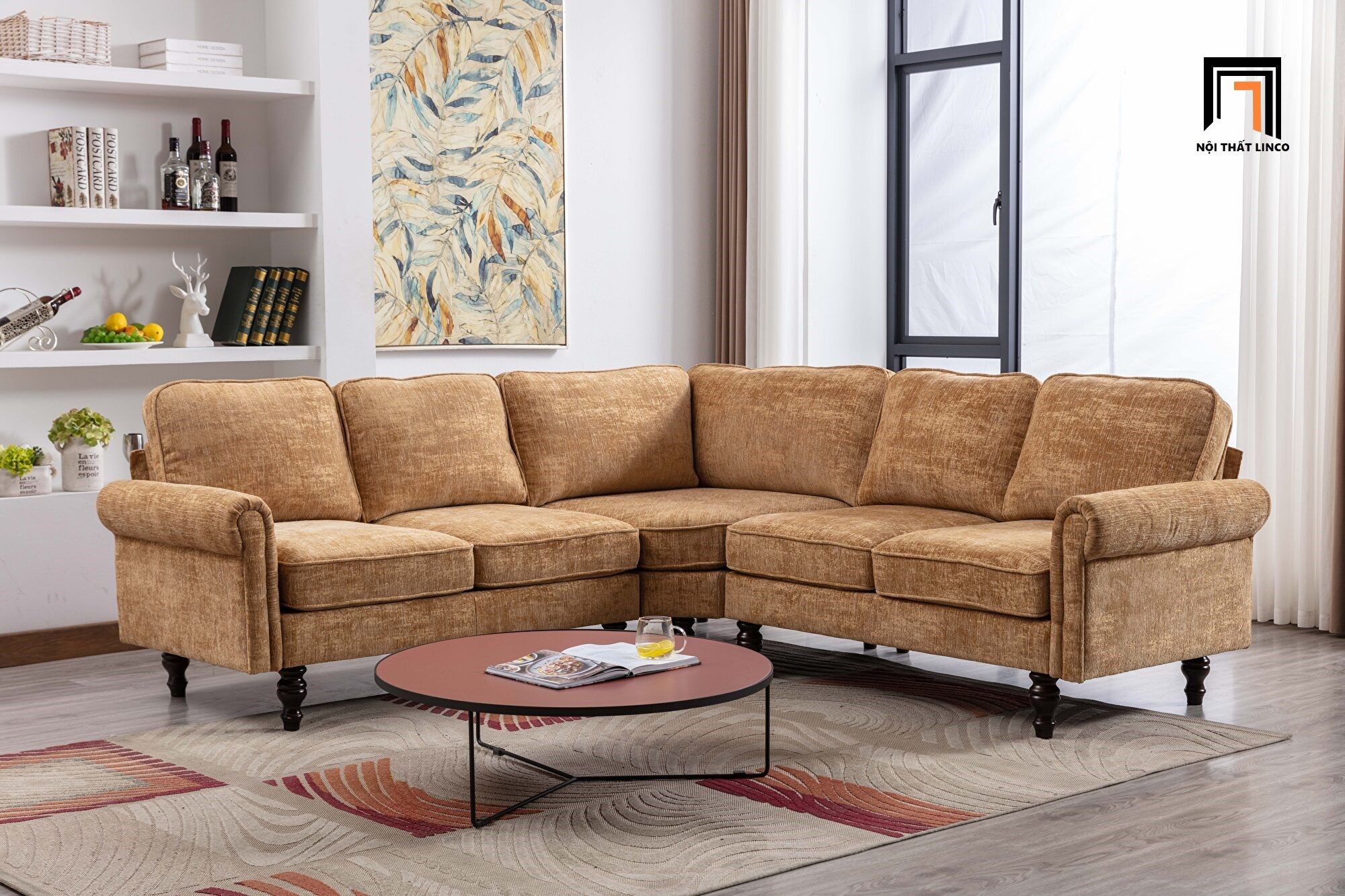 Bộ ghế sofa góc sang trọng 2m2 x 2m2 GT68 Winston vải nỉ