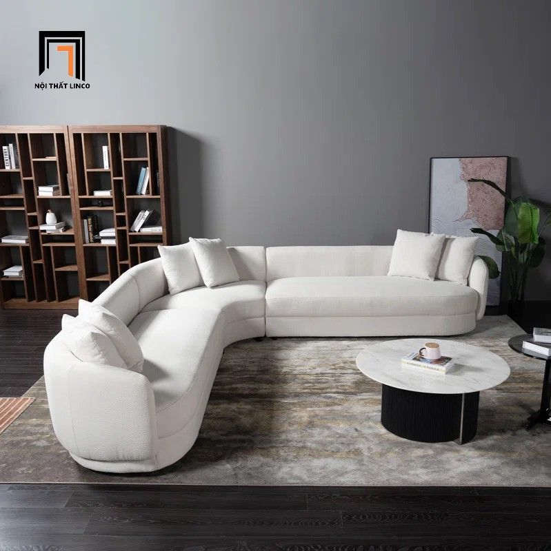 Ghế sofa góc cong vải nhung GT253 Ahitana 2m4 x 2m4 màu cam
