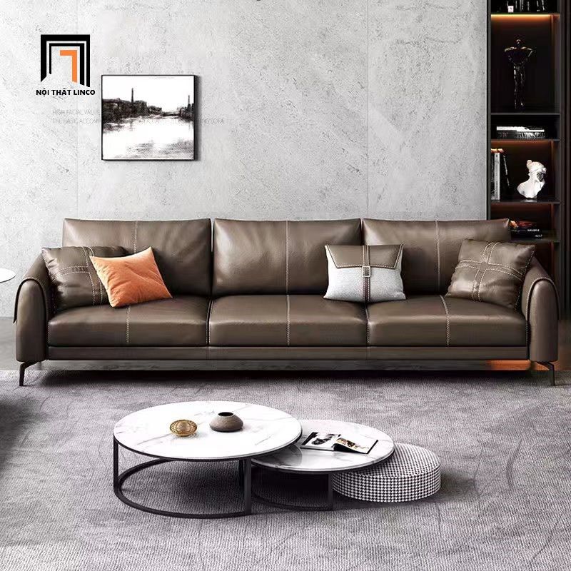 Set ghế sofa văn phòng cao cấp KT86 Sanluis da giả màu nâu