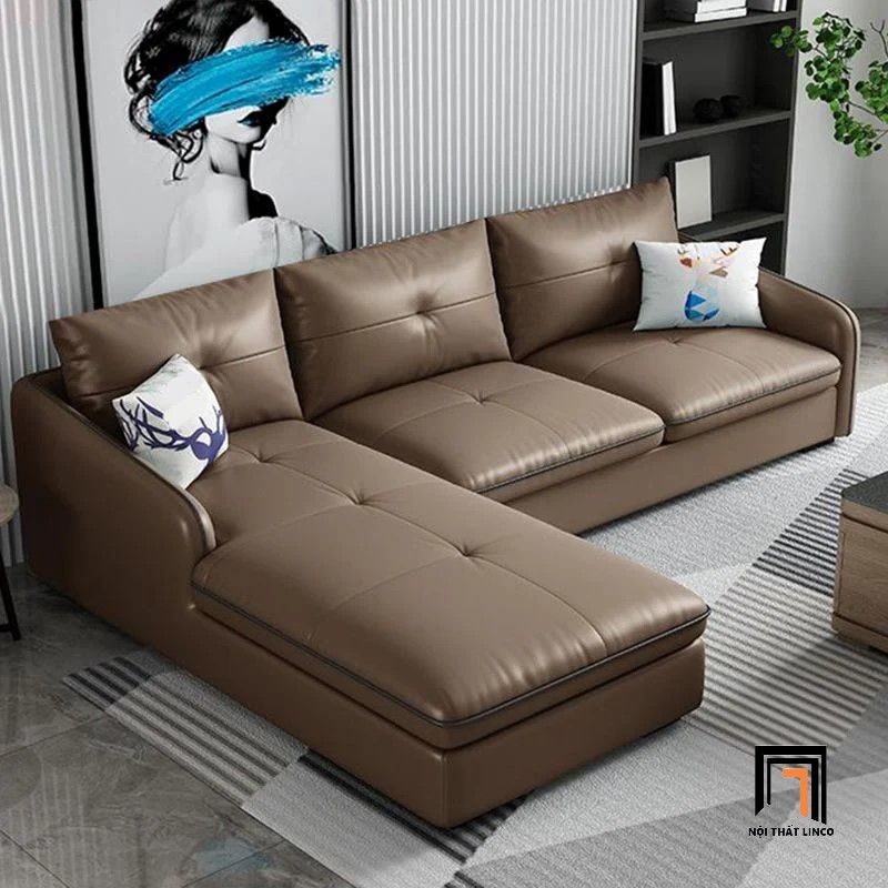 Bộ ghế sofa góc L da giả màu nâu GT229 Croxdale 2m5 x 1m7