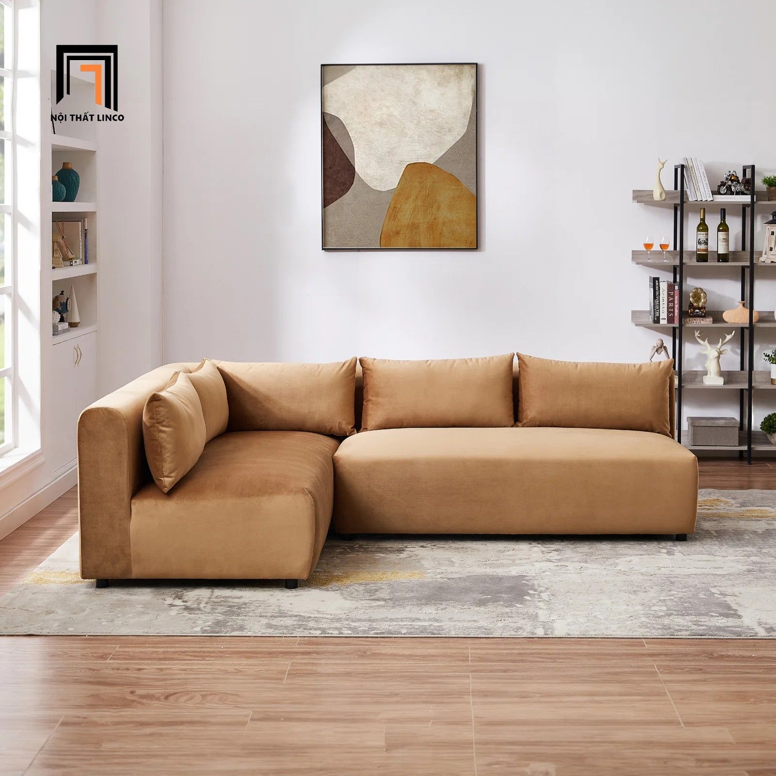 Bộ ghế sofa góc chữ U GT101 2m8 x 1m6 vải nhung nỉ giá rẻ
