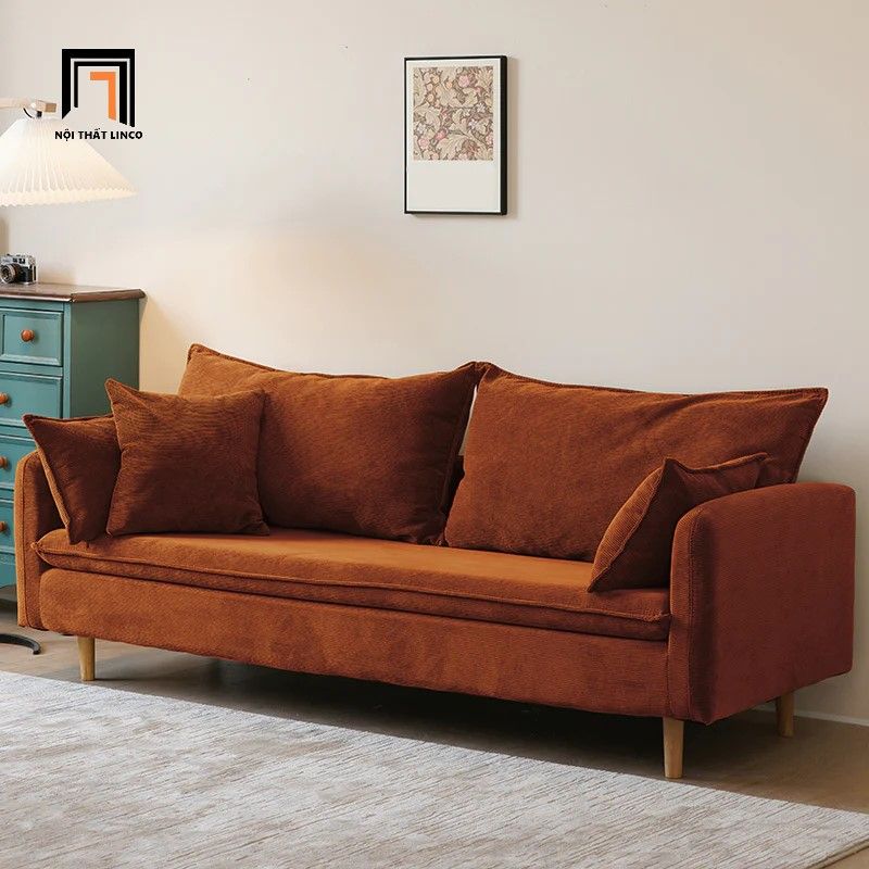 Ghế sofa băng dài 1m9 màu cam đất BT306 Nocito cho chung cư