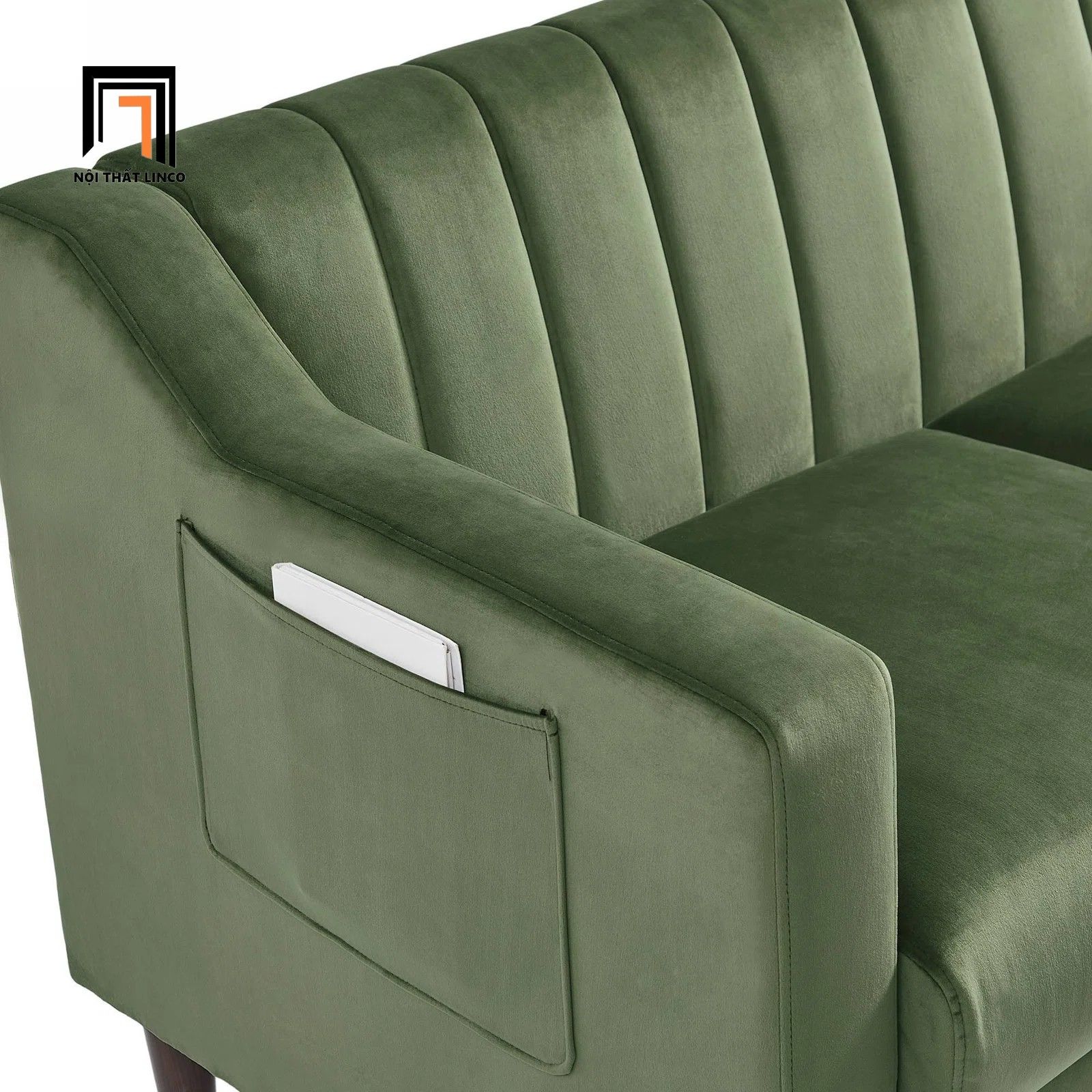 Bộ ghế sofa gia đình vải nhung xanh lá KT131 Perrytown giá rẻ