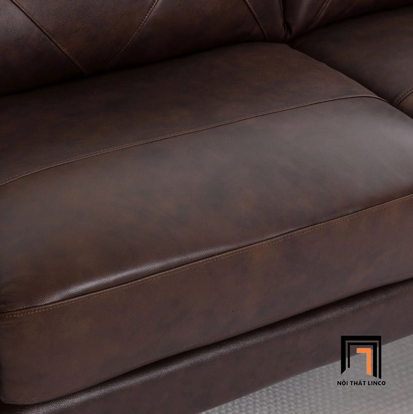 Set ghế sofa màu nâu cho gia đình KT142 Nayelys bọc da Pu đẹp