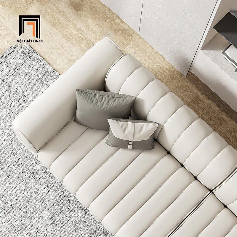 Ghế sofa băng da công nghiệp BT116 Palau dài 2m6 xám trắng