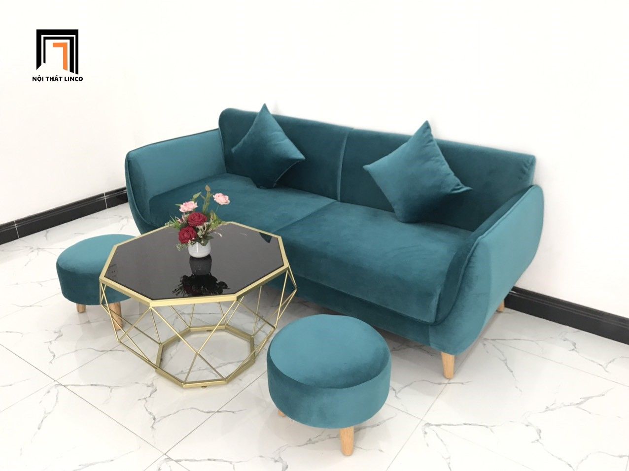 Bàn ghế sofa băng phòng khách BB 1m9 xanh lá cây giá rẻ