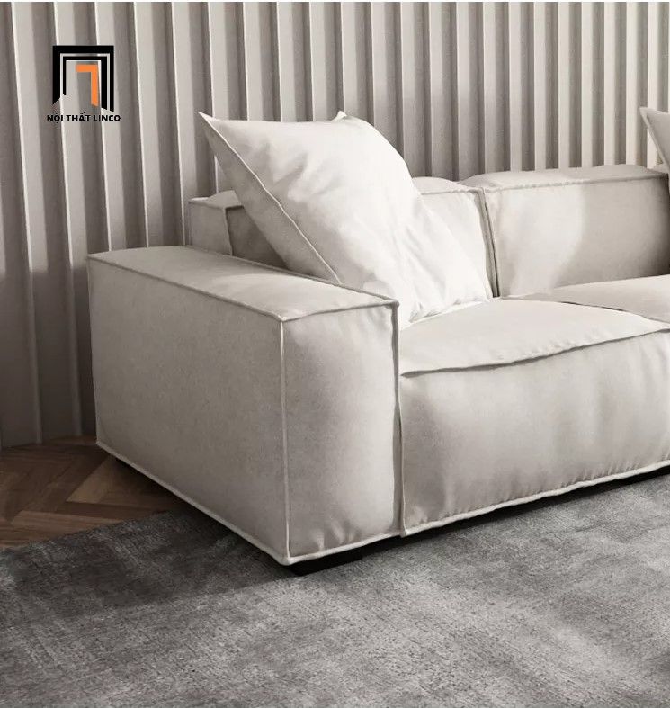 Bộ ghế sofa góc U xám trắng GT19 Kedu cho phòng khách hiện đại