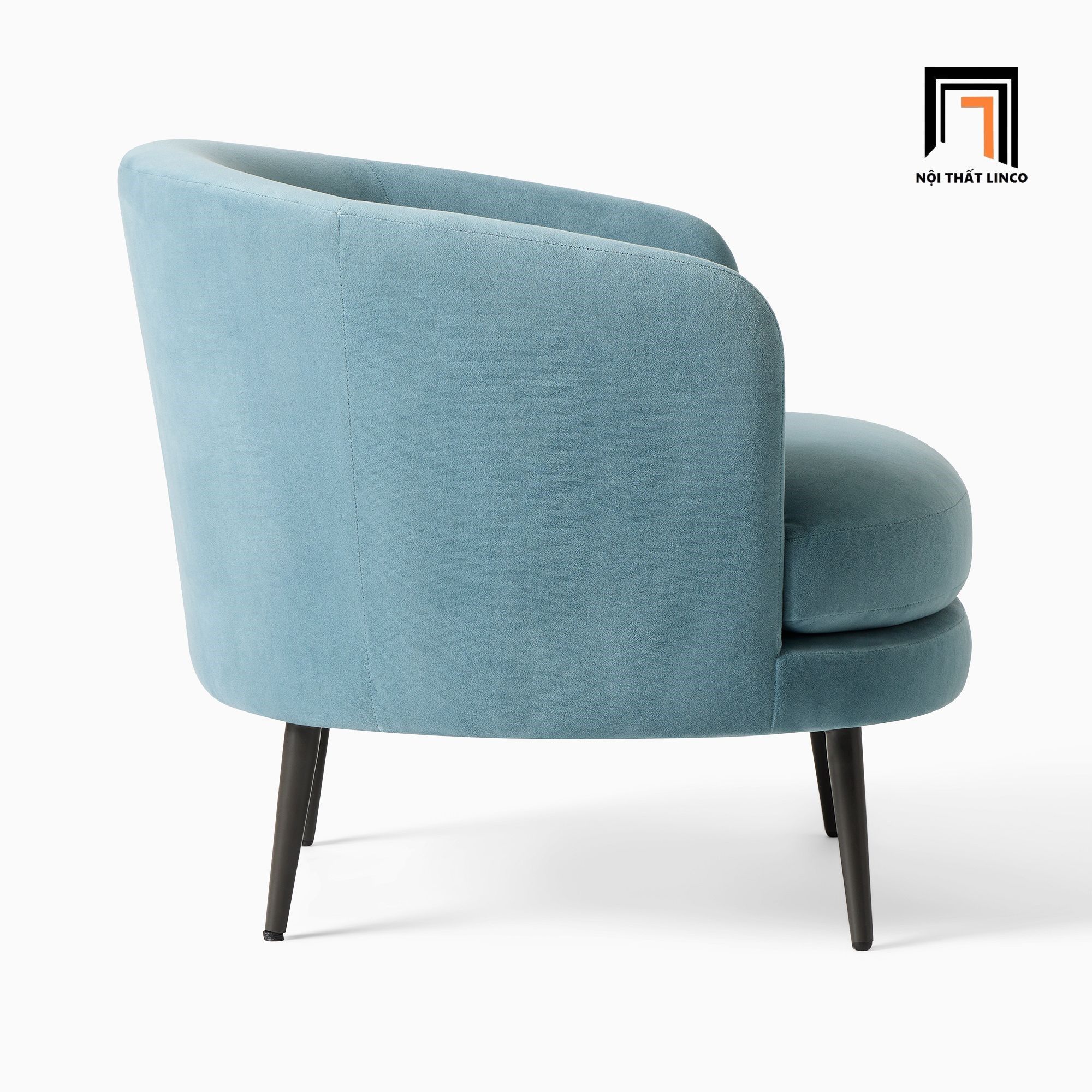 Ghế sofa đơn tròn giá rẻ DT18 Viv màu xanh dương vải nhung
