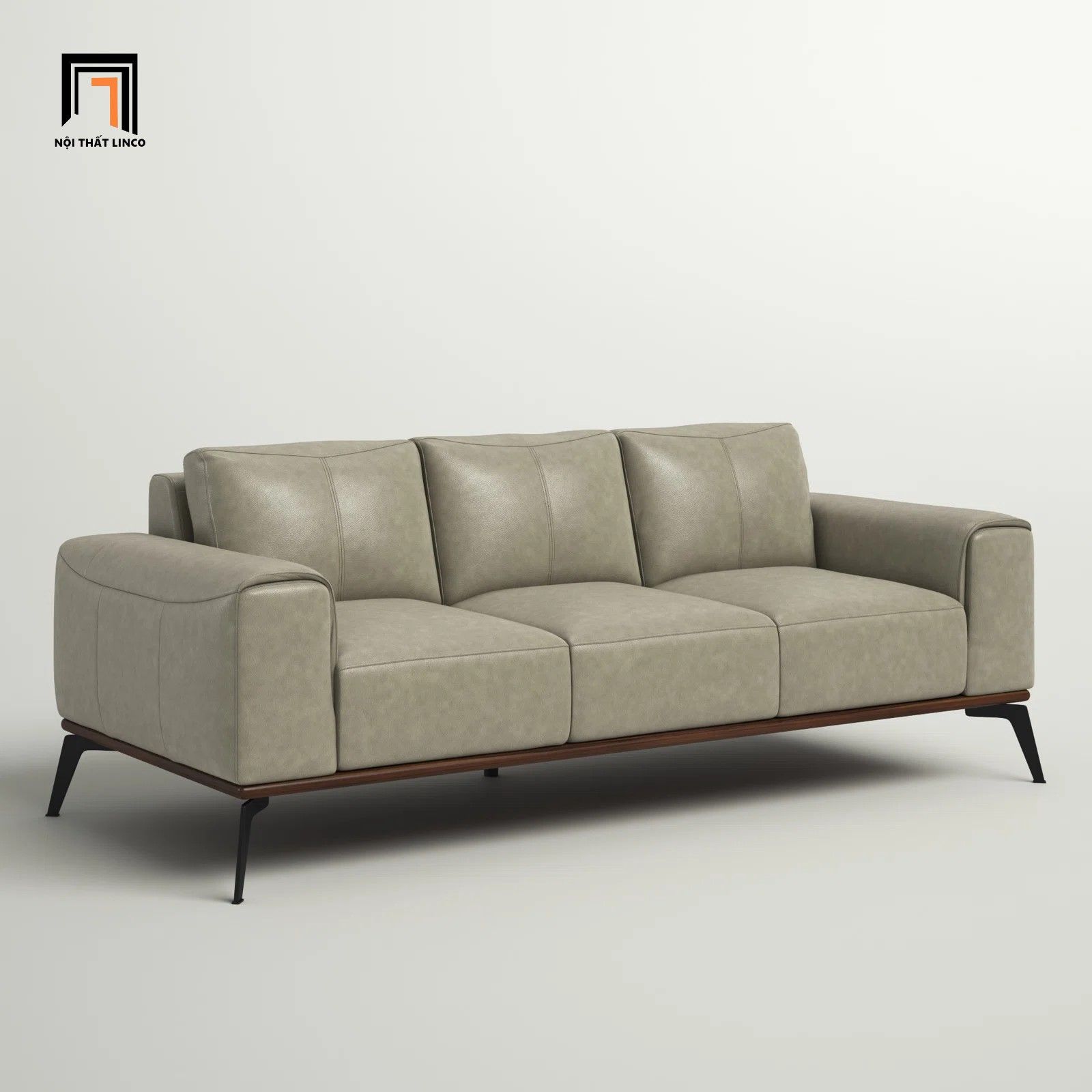 Ghế sofa băng sang trọng 2m1 BT177 Conley bọc da giả nâu đậm