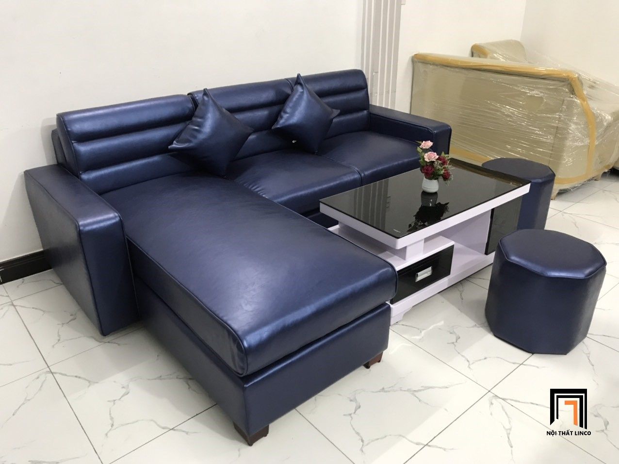 Bộ ghế sofa góc gia đình da Pu GT232 Massaro 2m4 x 1m6 giá rẻ