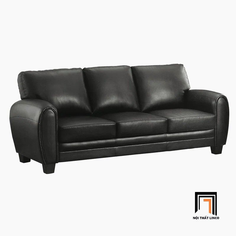 Set ghế sofa phong cách châu Âu KT148 Manwi da giả màu đen