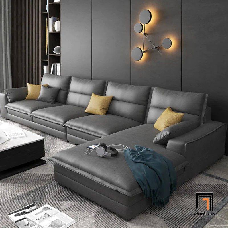 Bộ ghế sofa góc L 3m45 x 1m8 GT109 Vista vải nỉ trắng kem