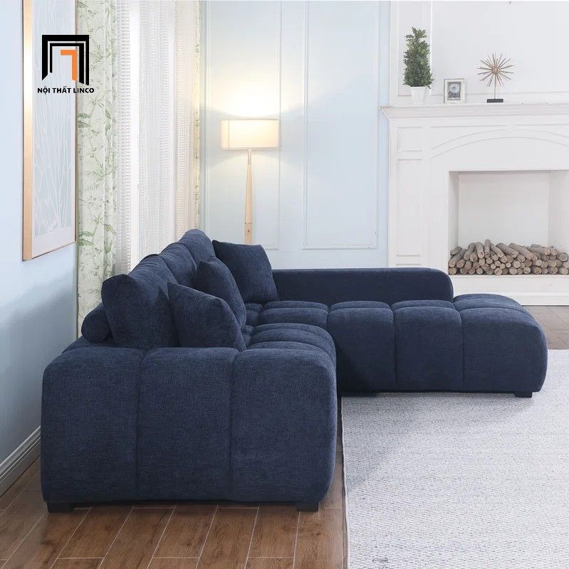 Ghế sofa góc L vải nỉ xám đen GT252 Marigail 2m4 x 1m6 giá rẻ