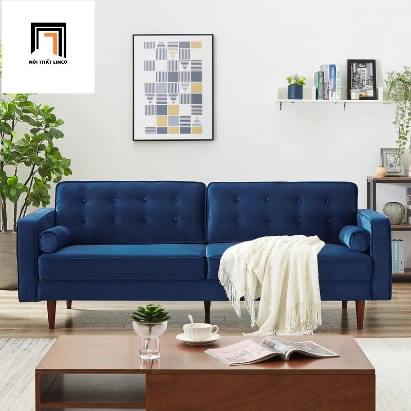 Sofa băng hiện đại BT2 dài 1m9 đính nút chân gỗ cao su