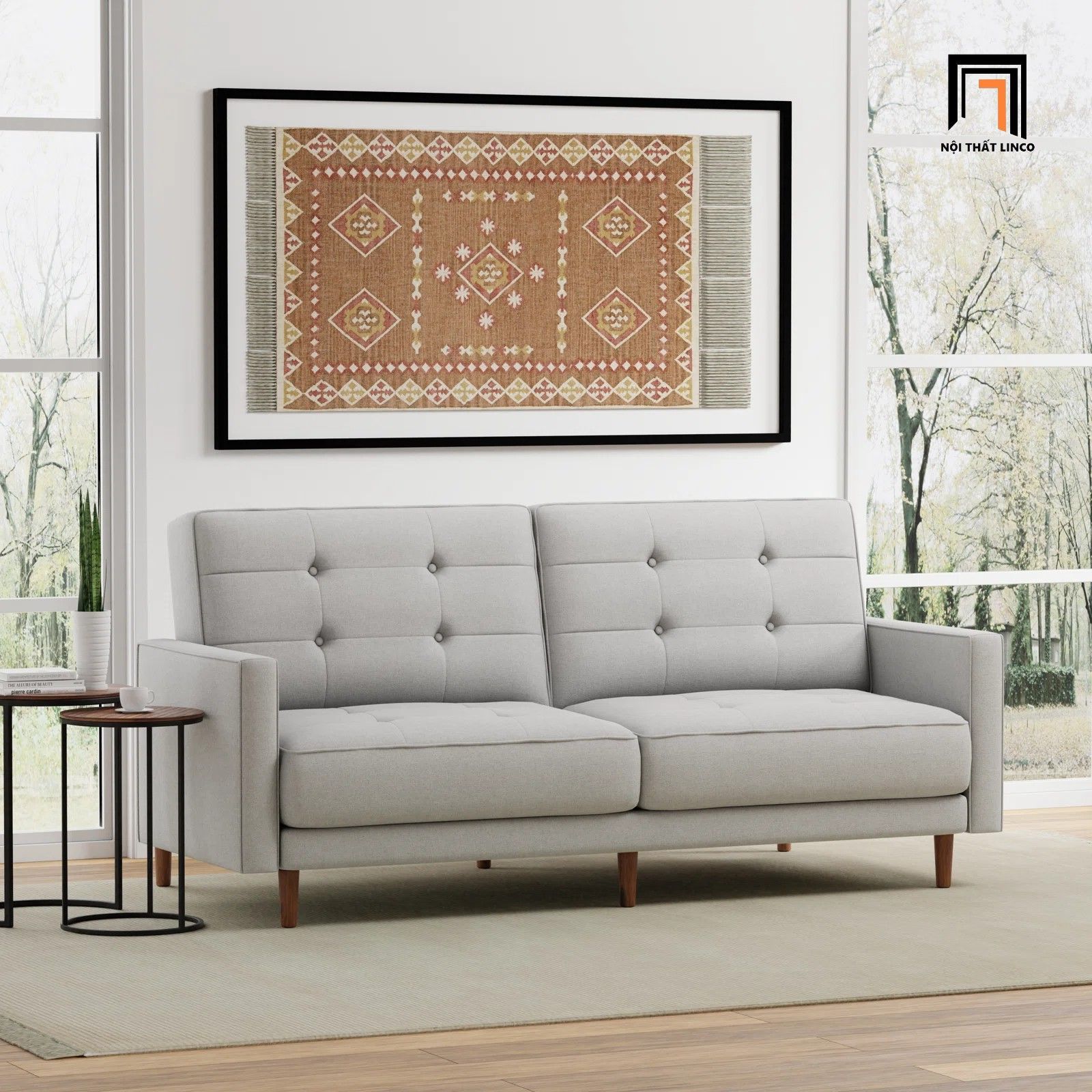 Ghế sofa giường gấp gọn giá rẻ GB51 Tuffing 1m7 xám đen