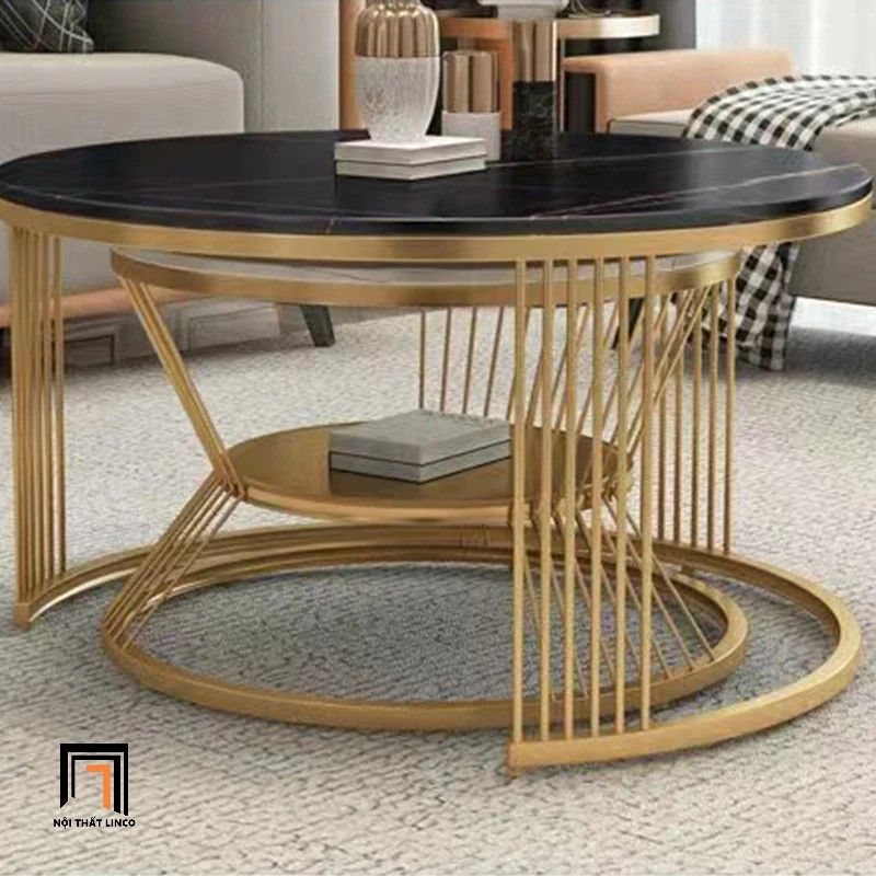 Cặp bàn sofa đôi mặt đá trắng BSF34 Rolate cho văn phòng nhỏ