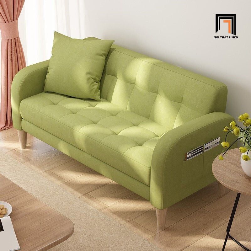 Ghế sofa băng nhỏ gọn BT308 Leon 1m6 màu xanh lá vải nỉ đẹp