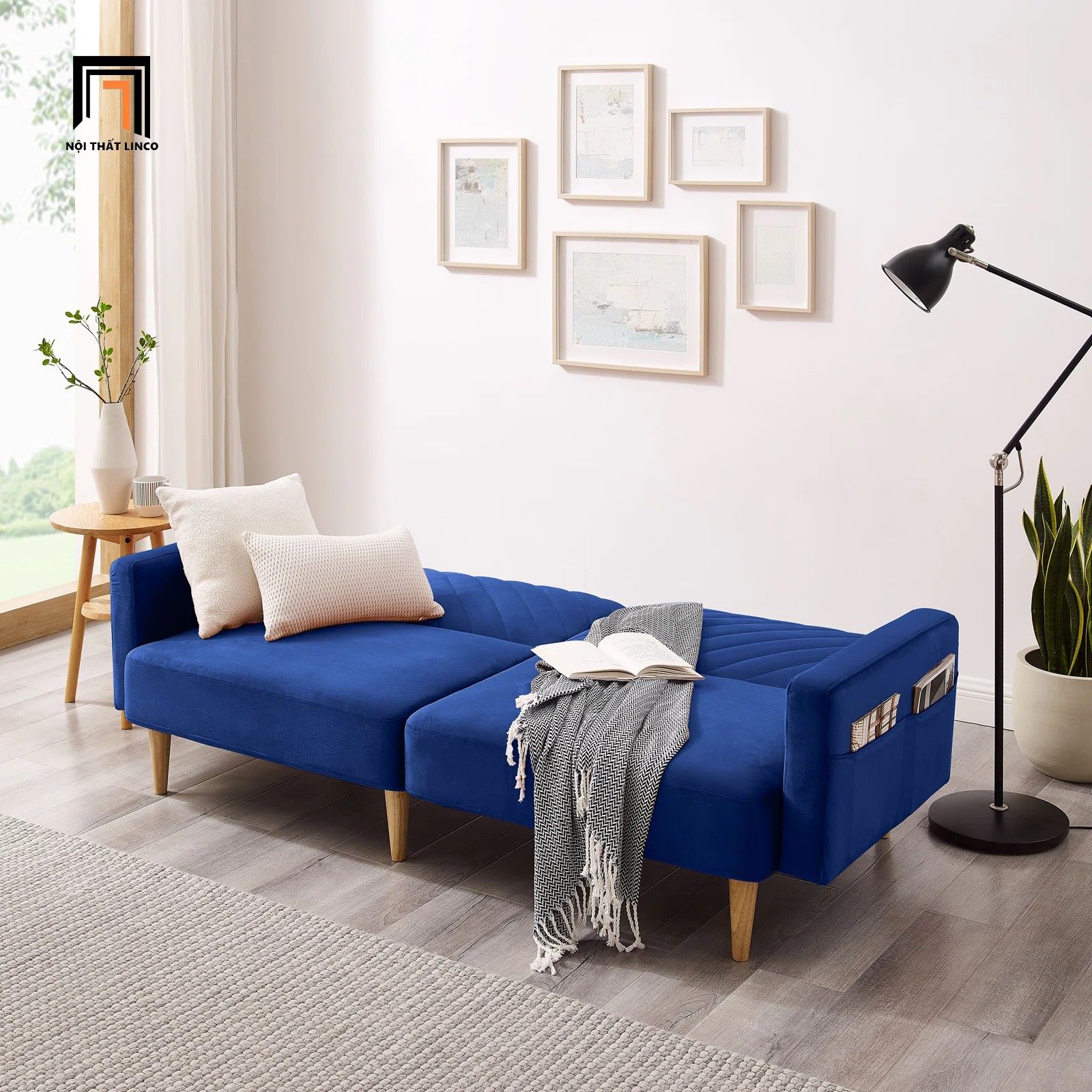Sofa giường thông minh hiện đại GB46 Erdan 1m9 vải nhung nỉ