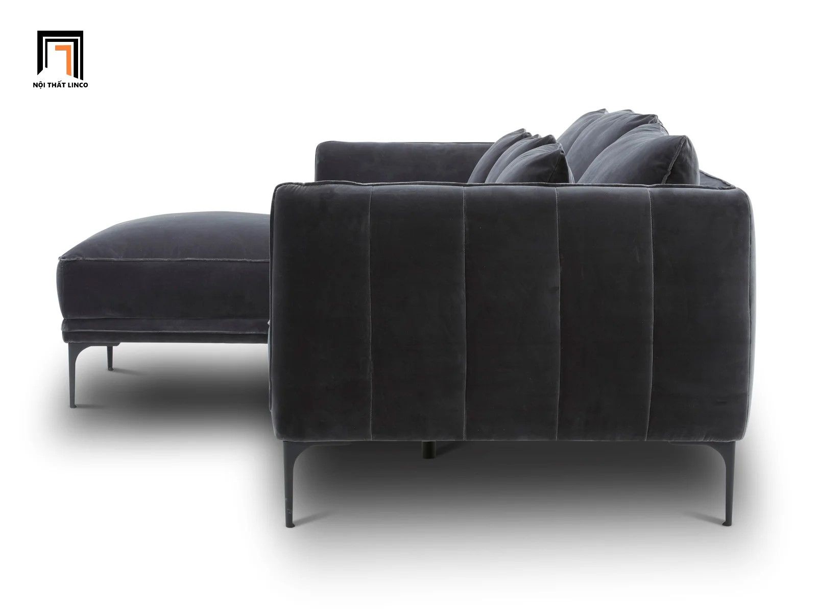 Bộ ghế sofa góc GT73 Orchad 2m2 x 1m6 xám đen vải nhung nỉ