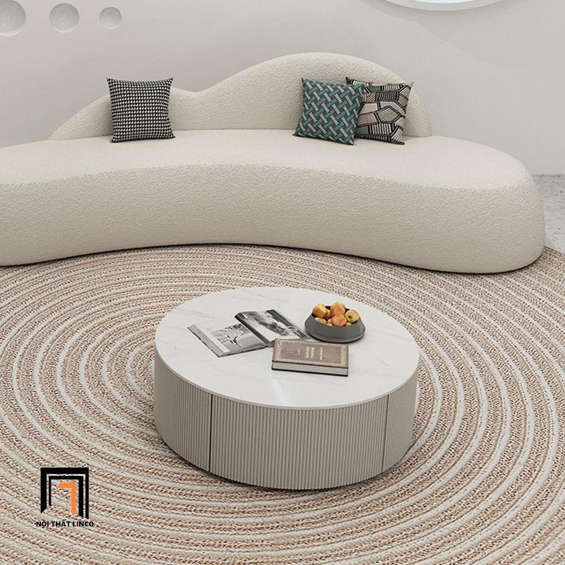 Bộ ghế sofa cong xinh xắn KT106 Gondrin vải lông cừu xinh