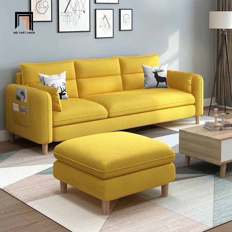 Bộ ghế sofa băng gia đình BT197 Colton 2m1 kèm đôn vuông 60cm