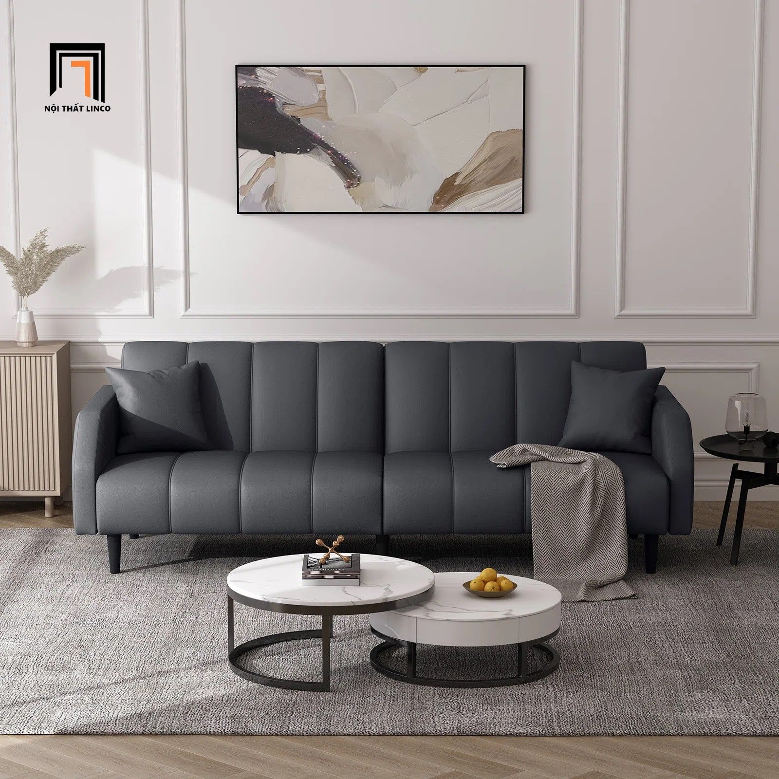 Sofa bed bật giường da công nghiệp GB98 Fabry 2m hiện đại